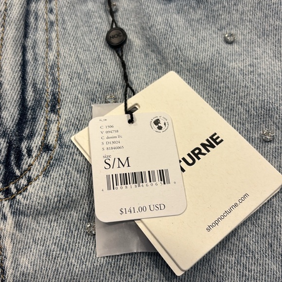 Nocturne High Rise Studded Denim Shorts w/ undone hem Size S/M - Picture 3 of 5